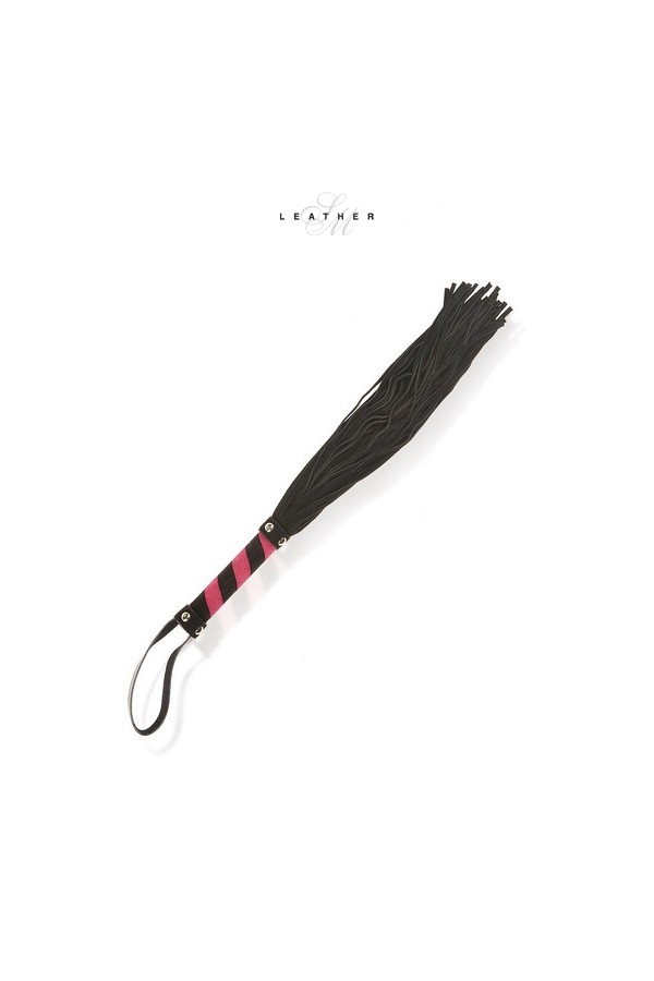 Martinet en cuir noir et rose